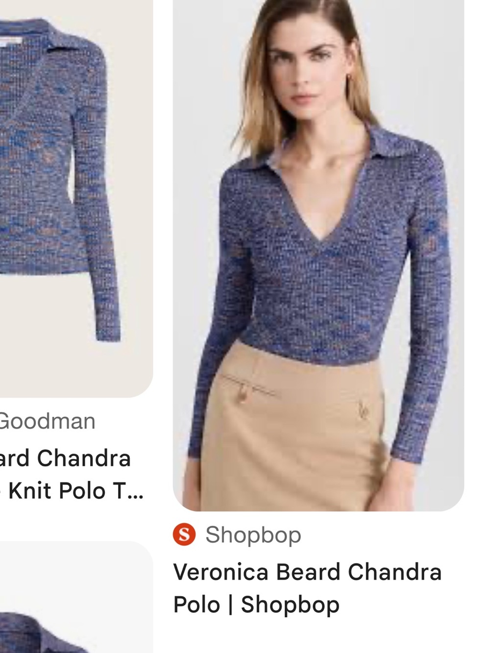 Veronica Beard Blue Multicolor Ribbed Sweater with Collar - Picture 8 of 9